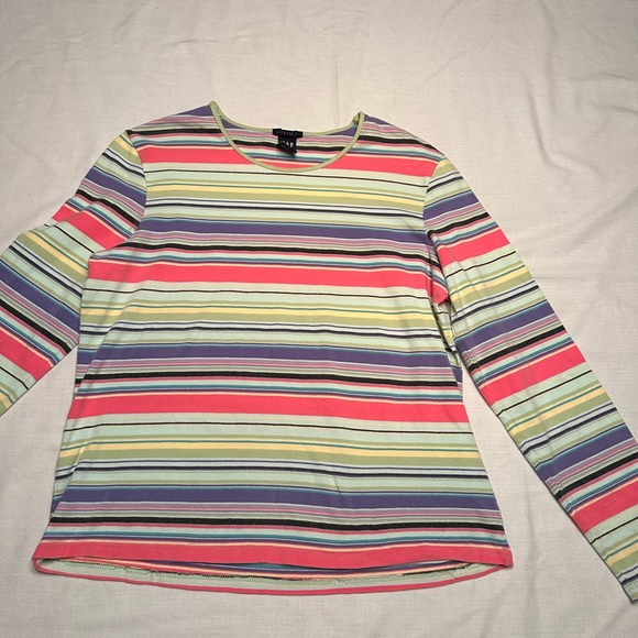 GAP. Multicolored striped, crew neck, long sleeve tee. - Picture 1 of 4